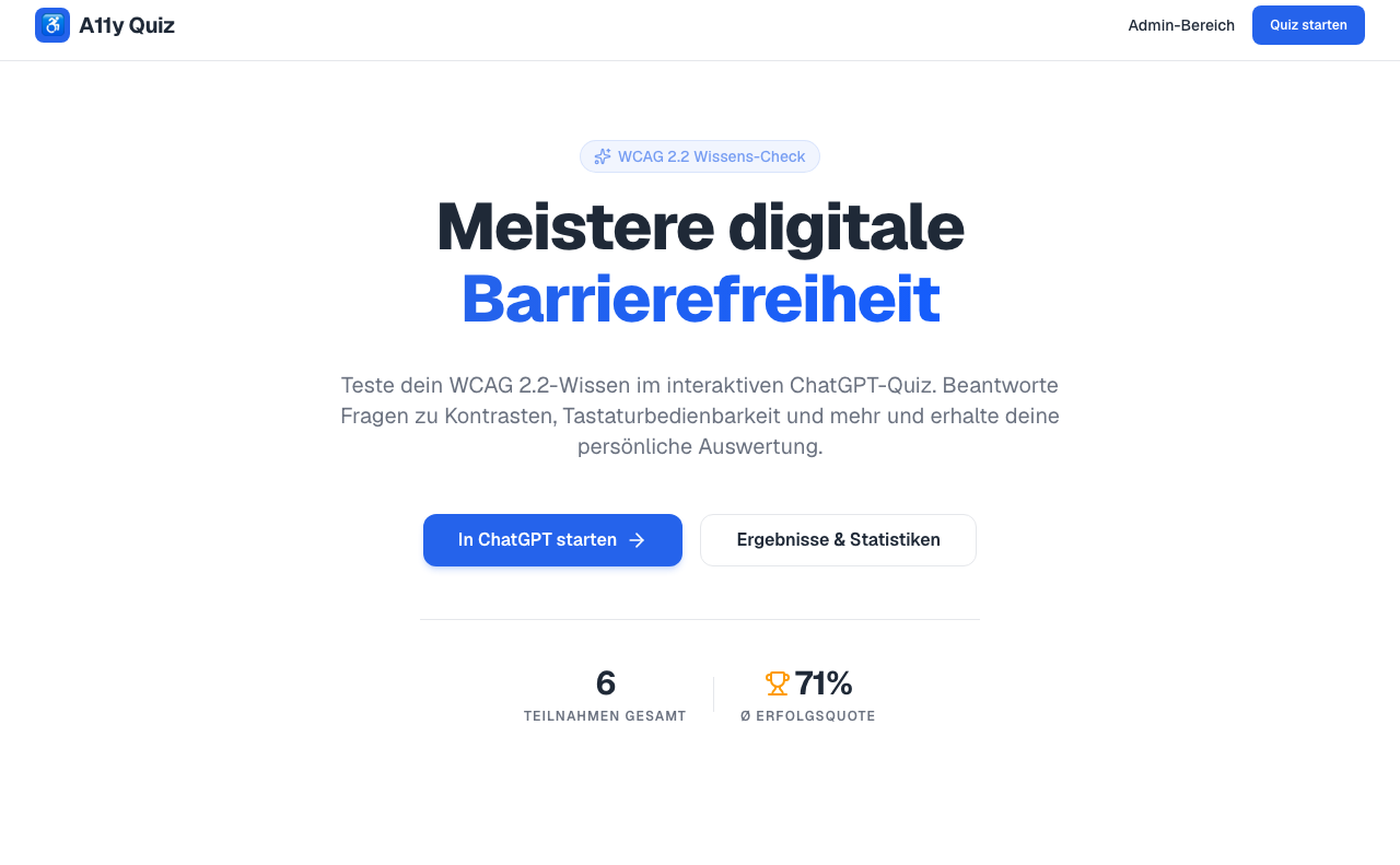 Screenshot von A11y Quiz