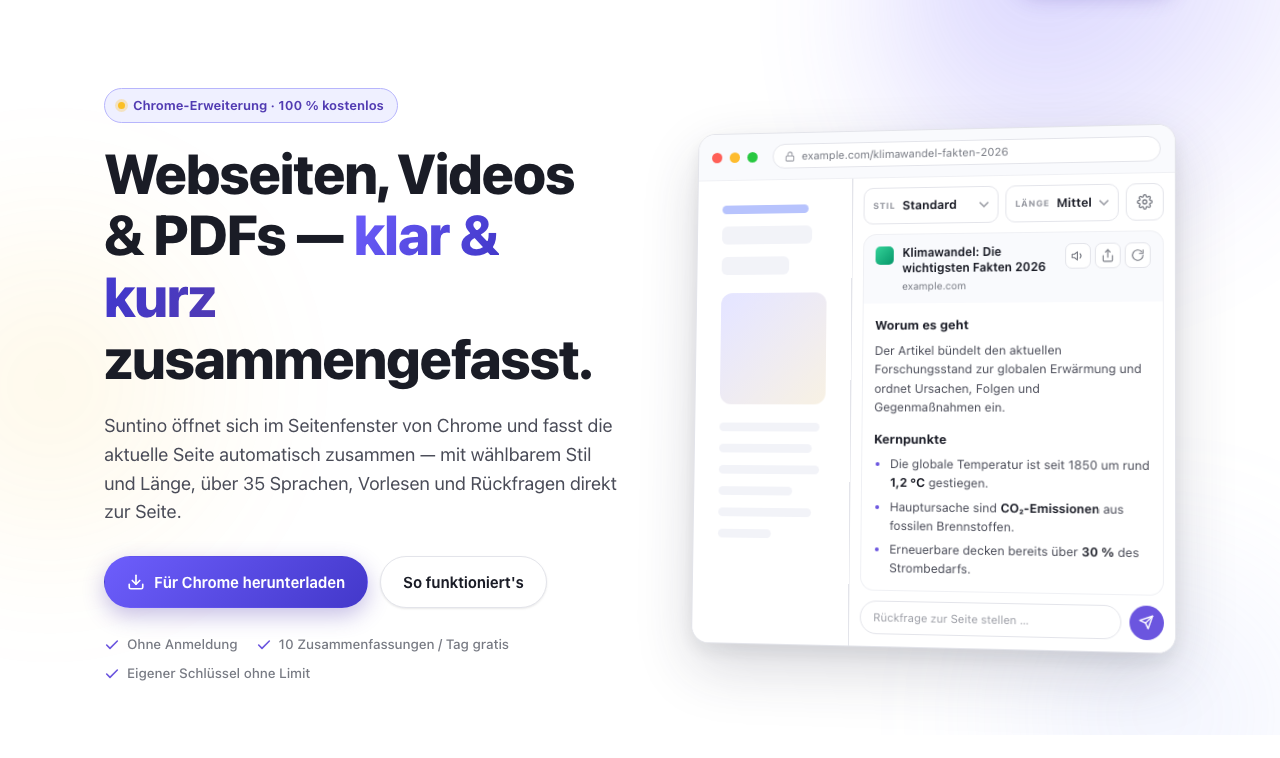 Screenshot von Suntino
